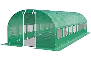 TOOLPORT Invernadero túnel Invernadero Jardín para Plantas con Ventanas 4x8m - Lona de PE 180g/m² Verde Transparent