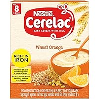 Nestlé CERELAC Baby Cereal with Milk, Wheat Orange – From 8 Months, 300g BIB Pack