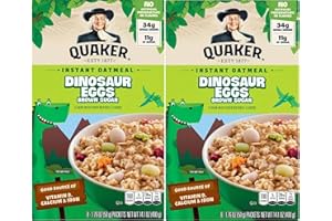 Quaker DINOSAUR EGGS! Brown Sugar Instant Oatmeal, 8 Servings, 14.1 oz box (2...