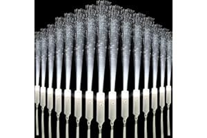 M.best 32 Stück Glow Sticks LED Leuchten Hochzeitsstäbe, 3 Blinkmodi Glow in The Dark Weiße Faser Optik Stäbe Party Gefälligkeiten Zubehör für Kindergeburtstag Hochzeit