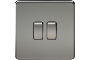 Knightsbridge SF3000BN Screwless 10 A 2-Gang 2 Way Switch, Black Nickel