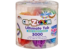 Cra-Z-Art 19186 CRA Z Ultimate Tub Includes 3000 Colourful Latex Free Rubber Bands 40 'S' Clips and a 2 Prong Loom