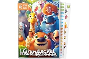 ‎HÄFFT Hausaufgabenheft Grundschule 2023/2024 A5 [Animal Friends] Das Grundschul-Hausaufgabenheft inkl. Lerntipps, Denkspiele, Sticker | nachhaltig & klimaneutral