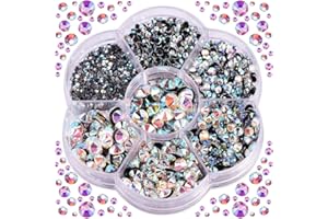 BLINGINBOX Hotfix Rhinestones, 3000pcs Clear Hotfix Gems Crystal Rhinestones for Clothes DIY Craft Sewing and Decorations, Round Mixed Sizes SS6-SS30 (Crystal-AB)