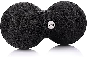 ‎FIZYO Fizyo Podwójna Piłka do Masażu Powięzi – Roller do Samodzielnego Masażu Pleców, Karku, Szyi, Kręgosłupa, Łagodzenie Bólu, Regeneracja Mięśni, Duoball Peanut (24x12 cm, Czarny)
