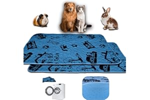 NEO SOLVO Lot de 2 Tapis 60cm x 90cm - Absorbant Imperméable Anti Dérapant - pour Chien, Lapin, Cochon d'Inde, Chat - sous la Gamelle - Apprentissage de la Propreté - Devant la Litière - Fond de Cage