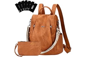 Eshow Petit Sac a Dos Femme Antivol, Sacs à Main Portés Dos Elégant Léger Imperméable PU Cuir, Sacoche Bandoulière avec Étui anti RFID & Pochette pour Voyage Travail Loisirs Université