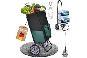 ‎ALLYSON Allyson® Einkaufstrolley klappbar, Einkaufswagen mit 45L Kapazität und Abnehmbarer Tasche, Shopping Trolley Treppensteiger Robust & Wetterfest, Hackenporsche Trolley mit Geräuschlosen Rädern – Grün