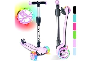 Apollo Monopattino KidsPro 4 | Monopattino Bambino e bambina 3 Ruote | Piegevole e regolabile in Altezza | Monopattino Bambino e bambina 3 anni in su con Ruote LED