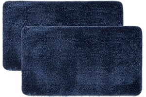 MIULEE 2-częściowy zestaw dywaników łazienkowych, mata łazienkowa, antypoślizgowa, nadaje się do prania, chłonna mata prysznicowa, dywanik przyłóżkowy, do salonu, łazienki, 40 x 60 cm, ciemnoniebieski