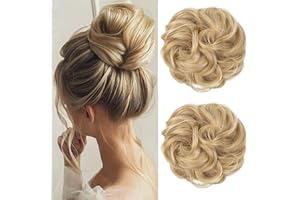 ‎JJSTAR JJstar Pack of 2 Hairpieces with Elastic Band, Bun Hairpiece, Curly Hair Scrunchie with Hair Updo Hairstyles, Hair Extensions, Messy Bun Hairpieces for Women, Girls, Ponytail