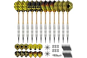 VONSERA Dartpfeile mit Kunststoffspitze 12 Stück | Profi Dart Pfeile Set für Elektronische Dartscheibe | Softdarts mit 100 Kunststoff Dartspitzen zum Austauschen, 24 Laser Flights | Orange