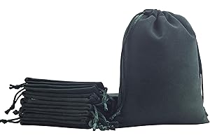 KONMAY 20pcs Small Velvet Drawstring Bags, Dark Green 12.0x15.0cm Velevet Jewellery Pouches for Gifts, Party Favors