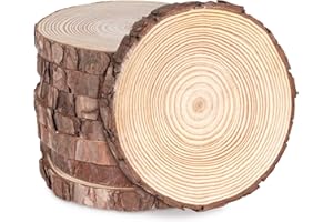 ilauke Dischi Legno Senza Buco Diametro 16-17cm 8 Pz Naturale da Decorare Natale Segnaposto Fai da Te Adatti per Pirografo, Intagliare, Disegnare Feste Matrimonio