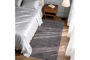 Puremy Teppich Läufer Flauschiger Kurzflor, Wohnzimmerteppich Einfarbiges Flur Modern Weich Teppiche für Bettvorleger Matte/Deko/Schlafzimmer/Kinderzimmer, 80x150cm, Dunkelgrau