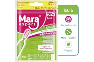 MARA EXPERT - Spazzola interdentale Premium ISO 5-0,8 mm – Spazzola premium per spazi interdentali, con fluoruro, cloresidina e menta