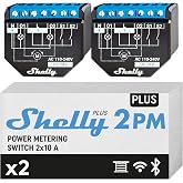 Shelly Plus 2PM WiFi &amp; Bluetooth Smart Switch for Curtains and Blinds, 2 Channels - 16A, Energy Measurement and Timer, Remote
