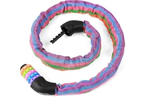 ‎SPORTNEER Sportneer Fahrradschloss Zahlenschloss mit Zahlen und hoher Sicherheitsstufe Kettenschlösser Fahrrad 5-stellige Rückstellbar Radabsperrung mit Kette aus Gehärtetem Stahl 100-120CM