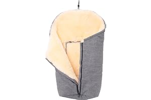 Merauno® Baby Stroller footmuff Winter footmuff Buggy Lamb Wool footmuff Baby Shells Stroller tubs and Soft carrycots Made of Medical Wool Wind and Water-Repellent (Light Gray Melange)