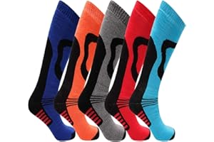 SOXY 5 Pairs Mens High Performance Thermal Ski Socks - Multicoloured - Mens UK Size 6-11 (EU 39-45)