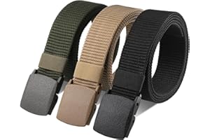 Huiguli Cintura di Nylon, 3 Pacchi Cintura Tattica in Tela in Stile Militare da Uomo, Cinture Militare in Tela 150cm*3.8cm, Veloce Attraverso il Controllo di Sicurezza Dell'Aeroporto