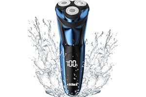 Rasoir Électrique pour Homme Rasoir à Têtes Rotatives avec Tondeuse Barbe de Précision IPX7 Rasoir à Sec et Humide avec Verrouillage de Voyage RS8336 Bleu Shaver Portable