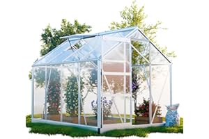 GARMIO® Gewächshaus Neapel 250x190cm für den Garten, Alu Frühbeet inklusive Fundament, 2 Dachfenster Treibhaus Aufzucht Pflanzenhaus Tomatenhaus 4,75m² UV-Schutz