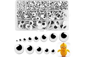 HAVACUE ㅤ HavaCue 1100 Stück Wackelaugen Selbstklebend, 4-20mm Kulleraugen Selbstklebend, Runde Klebeaugen Selbstklebend Klebeaugen, Kunststoff Googly Eyes für DIY Scrapbooking Spielzeuge Zubehör