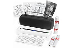 Itari Stampante Termica Portatile M832 A4 300Dpi con Custodia e 4 Rotoli di Carta Termica 53/80/110/210/216 mm, 2600 mAh Supporto Wireless Bluetooth per Android e iOS - Bianco 2025