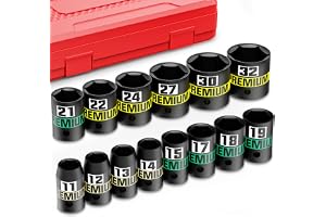 Aurlloct 1/2" Impact Hylsnyckelsats, 14 Delar Hylsor, 11-32 mm Sexkantshylsnyckelsats, Reparationsautomatik