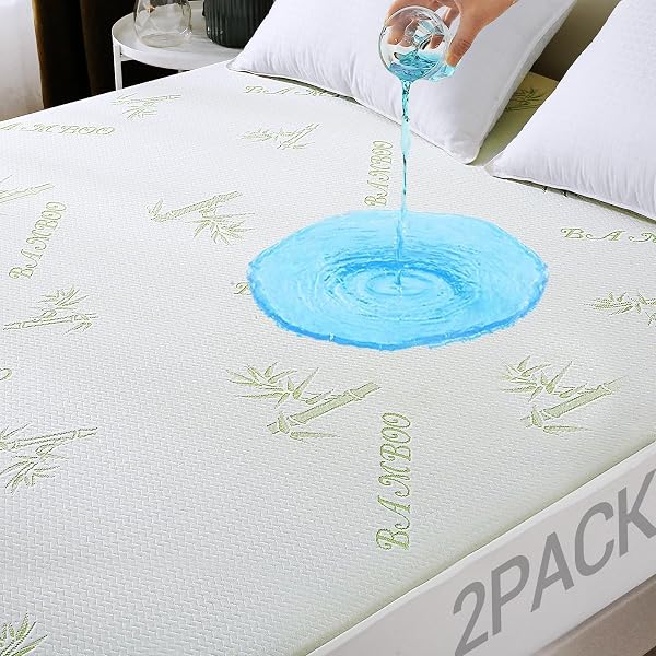 Waterproof Mattress Protector Queen Size - Bamboo Viscose Cover For 8-21" Depth
