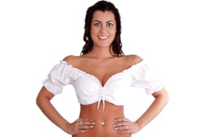 Trachtl.de - Ertex GbR Dirndlbluse - Trachtenbluse IN Weiss MIT Tunnelzug (Carmenbluse)