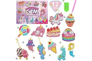 Afufu Girls Birthday Presents, Diamond Art Kits Girls Toys Age 6 7 8 9 10 11 12, Kids Crafts Mosaic Kits for Children, Diamond Painting Keyrings, Make Your Own GEM Keychains