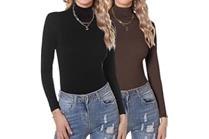 Aottori Maglia Donna Collo Alto Confezione da 2 Dolcevita Manica Lunga Lupetto Leggero Aderente Basic Top Elegante Intimo Traspirante Elasticizzato Termico Sottogiacca