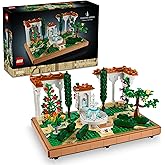 LEGO Icons Fountain Garden 10359 &ndash; Home and Office Decor for Adults Se featuring Cypress Trees, Flowers and Animal Figures