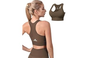 CLDFHX Damen Sport BH Starker Halt mit Polstern Ohne Bügel Comfy BH Nahtlos BH Racerback Top zum Yoga Joggen Fitness Laufen Pilate