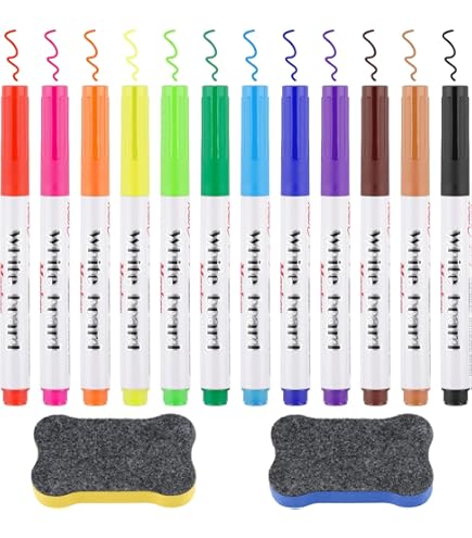 12PCS Whiteboard Pens Markers With 2PCS Magnetic Erasers, 12 - View #7