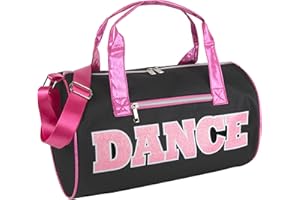 MADISON & DAKOTA Dance Duffle Bags for Dancers, Girls, Teens, and Student Athletes, Fun Dance Workout Duffel Bag for Girls and Boys (Black/Pink)