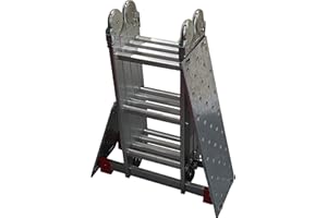 BPS ACCESS SOLUTIONS 4x3 Rung - 3.55m (11'8") Superior Latest 'Big Red Foot' Multi Purpose Ladder with Free Extra Strong 2-Part Platform Plus Step Platform