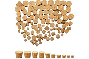 JETEC 100 Pezzi Tappi Conici in Sughero Tappi in Sughero Bottiglie di Vino in Legno Tappi di Ricambio per Bottiglia di Vino e Birra, 10 Misure