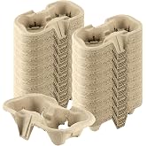 KEILEOHO 100 Cellulose Fibre Drink Holders, 2 Cardboard Cup Holders to Go Cup Holder Cardboard for Coffee, Hot Cold Drinks, 2