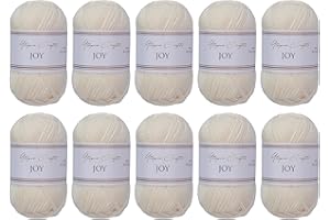 Utopia Crafts JOY Lot de 10 pelotes de fil à tricoter et à crochet, uni, doux, facile d'entretien, 100% polyacrylique, 150 m (soie naturelle)