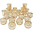 Just Artifacts 24pcs Assorted Gold Mercury Glass Votive Candle Holders (12pc 2-Inch Round, 12pc 2.75-Inch)