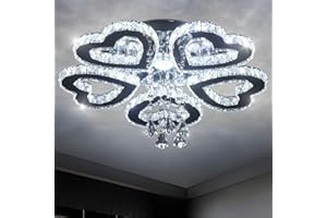CXGLEAMING Moderno 5 anelli a cuore lampadario di cristallo plafoniere a LED illuminazione a sospensione in acciaio inossidabile lampada a sospensione per camera da letto soggiorno sala da pranzo foyer