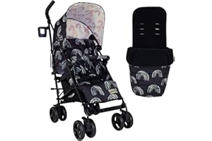 Cosatto Supa 3 Poussette avec chancelière légère de la naissance à 25 kg – Facile, compacte, pliable avec parapluie, grand panier de courses, chancelière de transport, arc-en-ciel nuit