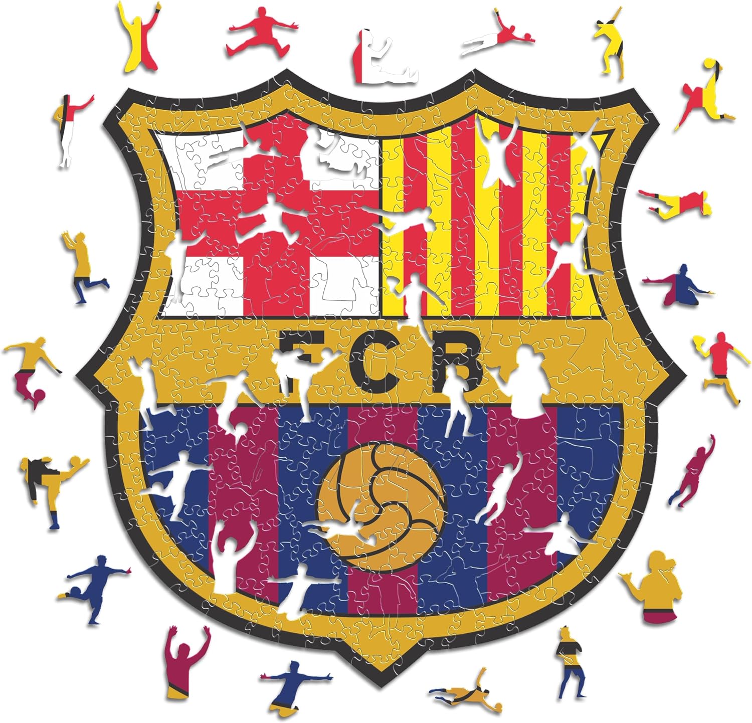 Iconic Puzzles, Logo Barcelona, ​​Producto Oficial, Puzzles de Madera para Adultos y Niños, Madera 100% Sostenible, S, 150 Piezas