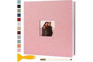 SEMFALBUUMS Album Photo Adhesif Vierge 28x27 CM Classeur Photo Livre Photo Personnalisable Scrapbook de Classe Mariage Livre D'or Enfant Bebe Carte Postale DIY, 40 Pages Rose