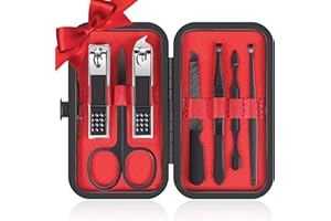 Subay Manicure Pedicure Set, Stainless Steel Nail Clippers Kit Portable Nail Clippers Set Travel Grooming Kit with Leather Case,Black