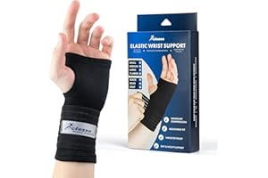 Actesso Attelle Poignet Élastique – Soulagement des Douleurs, Entorses, Tendinites et pour le Sport – Orthèse de Maintien – Prévention des Blessures Sportives et Microtraumatismes – Taille M, Noir