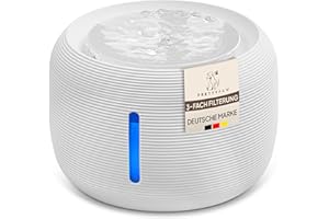 PRETTYPAW Pretty Paw© Fontaine pour Chat [Nouvelle Introduction] Fontaine à Eau Super silencieuse sans BPA pour Chat avec LED et Filtre à Charbon Actif I Fontaine à Eau Facile à Nettoyer I KatzenOase Pro
